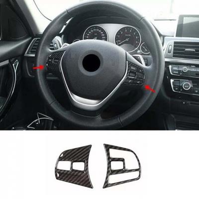 Steering Wheel Button Frame For BMW 3 4 Series GT Carbon Fiber Cover Trim 13-19