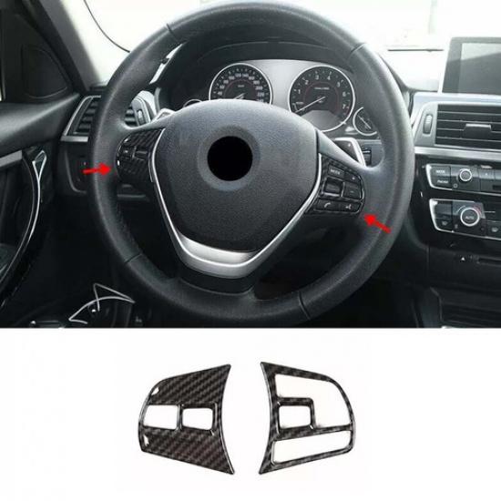 Steering Wheel Button Frame For BMW 3 4 Series GT Carbon Fiber Cover Trim 13-19