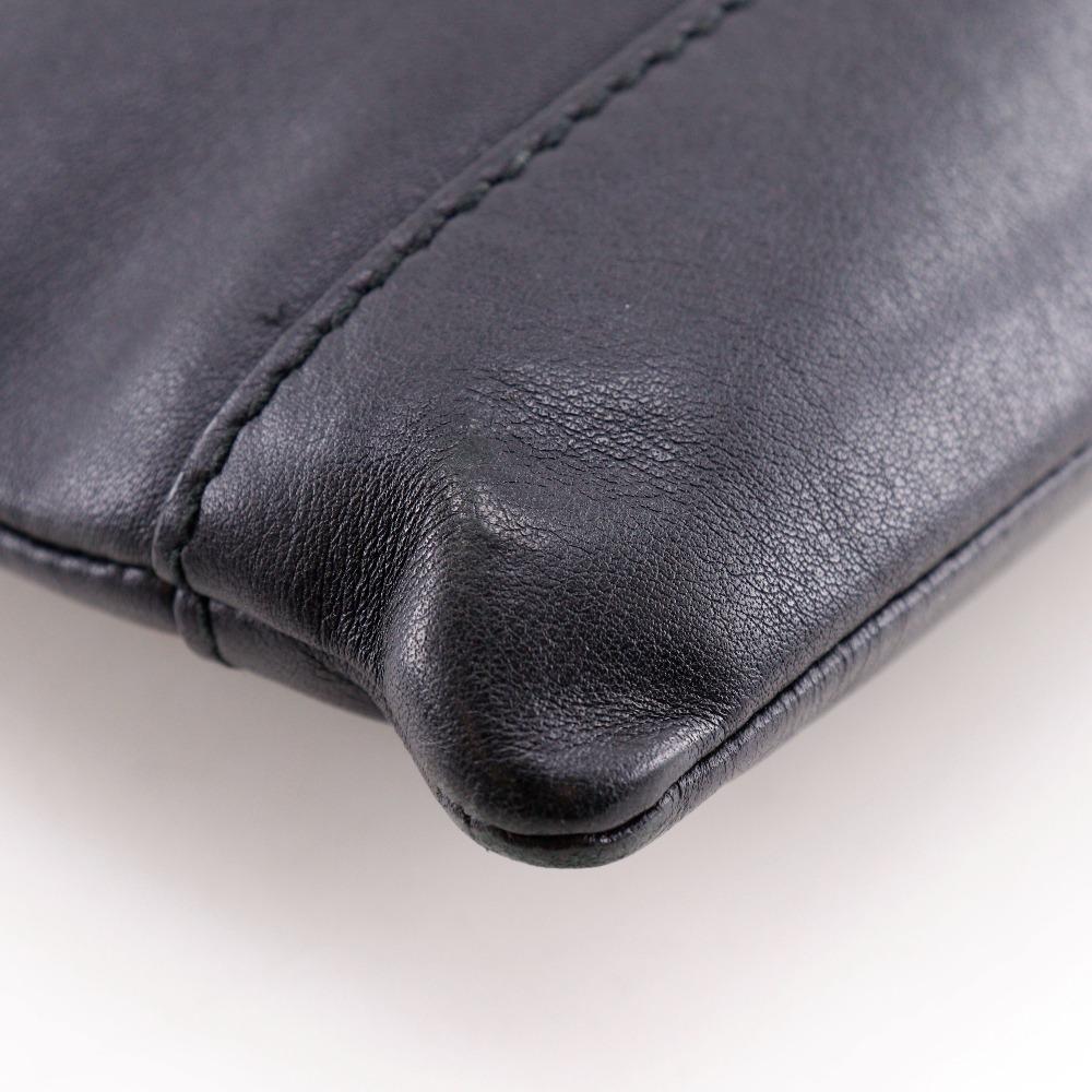 BALENCIAGA Navy clip M Clutch bag 373834 black lambskin unisex Used
