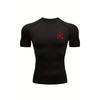 Men's Chest Minimalist Red Kanji Print Compression Shirt High Elasticity Moisture Wicking Sportswear