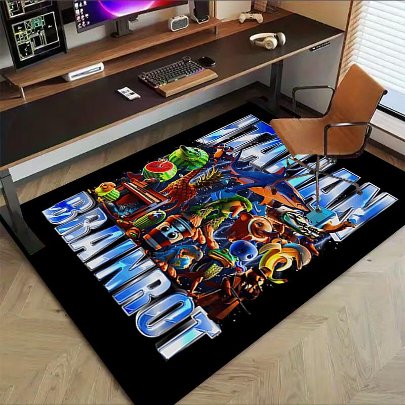Italian Brainrot Adventure Carpet For Playroom Bedroom Living Room Sofa Home Decorkids Game Area Rug Nonslip Floor Mat