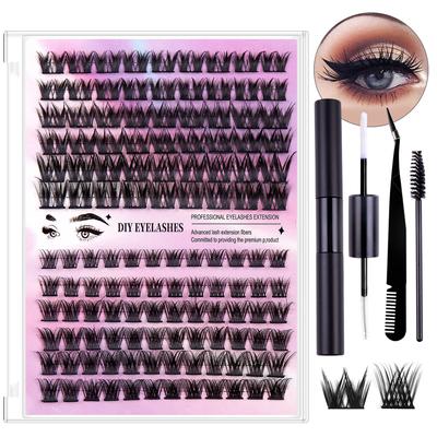 DIY Einzelwimpern 126 Büschel Großpackung Kleber Pinzette Set Kombinationswimpern