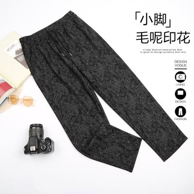 Woolen Medium and Old Women's Pants Autumn Elastic High Waist Large Size Loose Elderly Pants Female Mother Casual Trousers