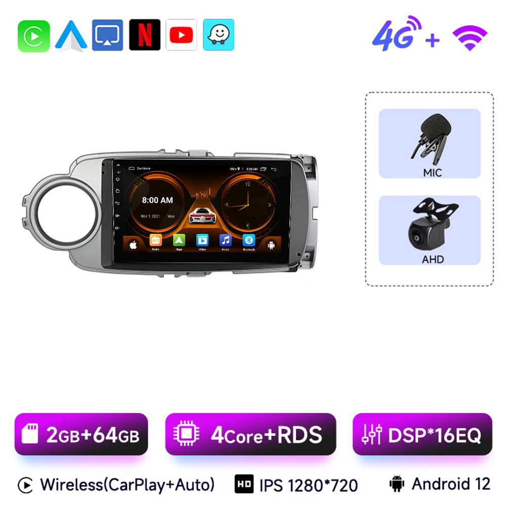 JIUYIN 9inch Android 13 Car RadioFor Toyota Yaris 2012 - 2017 Multimedia Player Android Auto Wireless Carplay GPS  2Din DVD