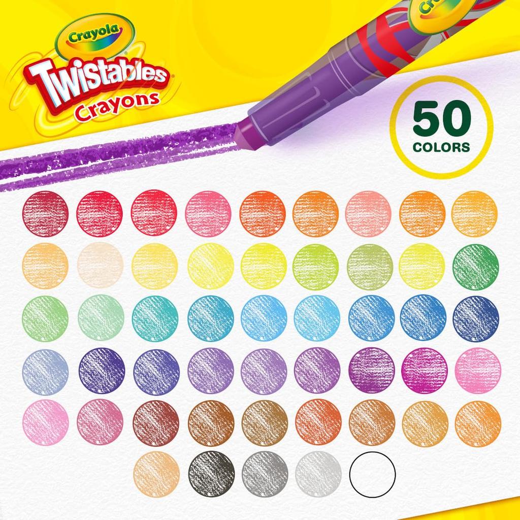 Crayola Twistable 50 Twistables Kritor de Stora Autentiska Kritorna, Färger, 50, Infällbara, 523420,