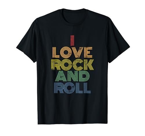 I Love Rock And Roll Distressed Rainbow 70s 80s T-Shirt
