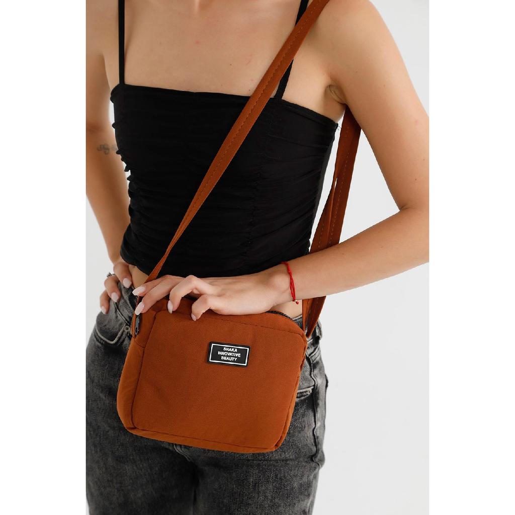 Black U35 Canvas Fabric Women's Shoulder Bag With Single Zipper Compartment And Adjustable Strap U:14 E:20