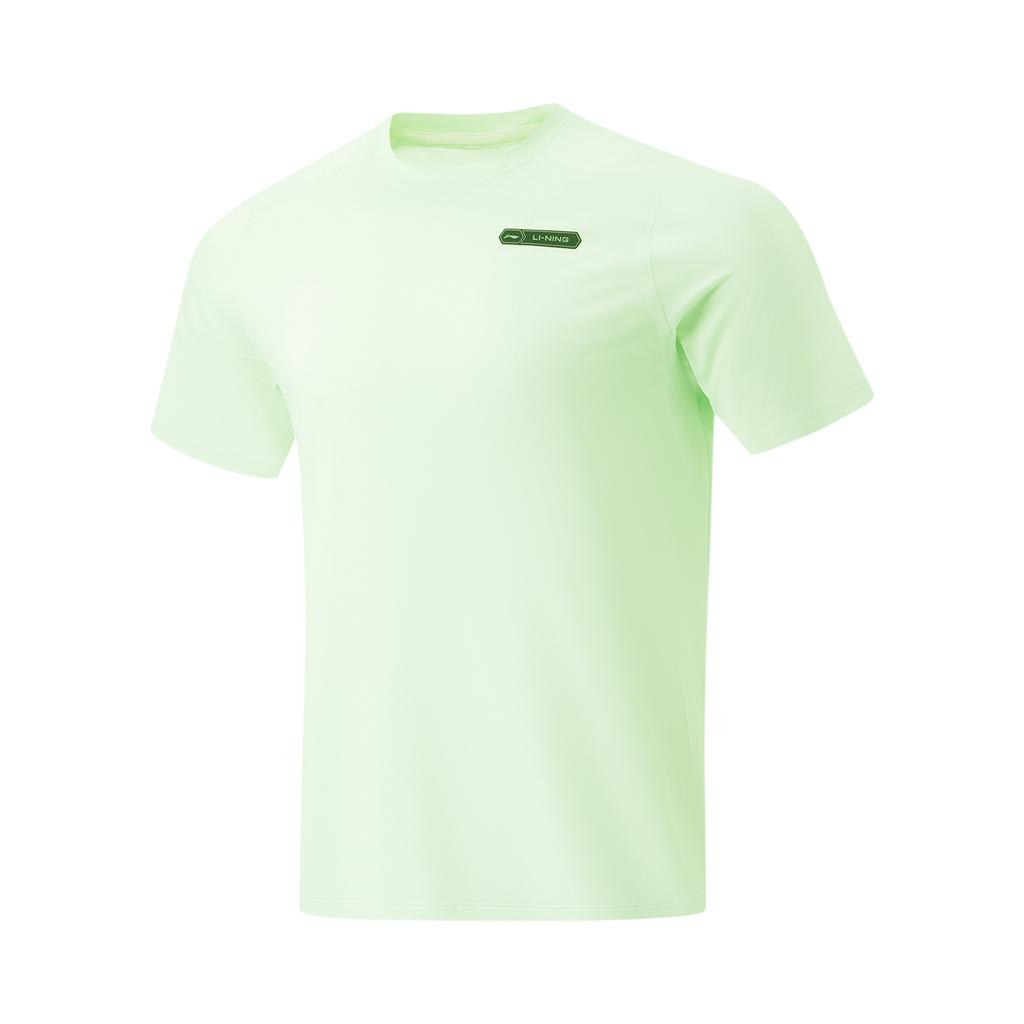 Li-Ning Breathable Solid Color Round Neck Versatile Sports Short Sleeve T-Shirt Men Tops Dynamic-Green ATSU031-2