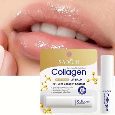 Collagen Lip Balm, Hydrating Moisturizing Nourishing Lip Base, Softening and Smoothing Lips, Anti-Dryness and Exfoliation, Day and Night Care for Lips