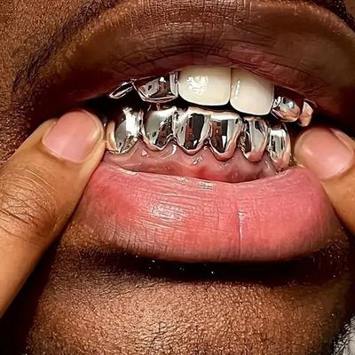 Halloween Cosplay Teeth Decoration Set Glossy Teeth Cover Trendy Men's Versatile Hollow Hip Hop Accessories