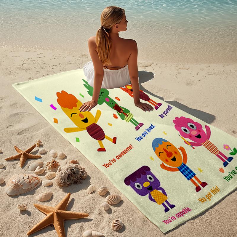 proof beach towel with a Super Simple Songs pattern - soft,absorbent,quick-drying,machine washable - perfect for swimming,camping,bathing