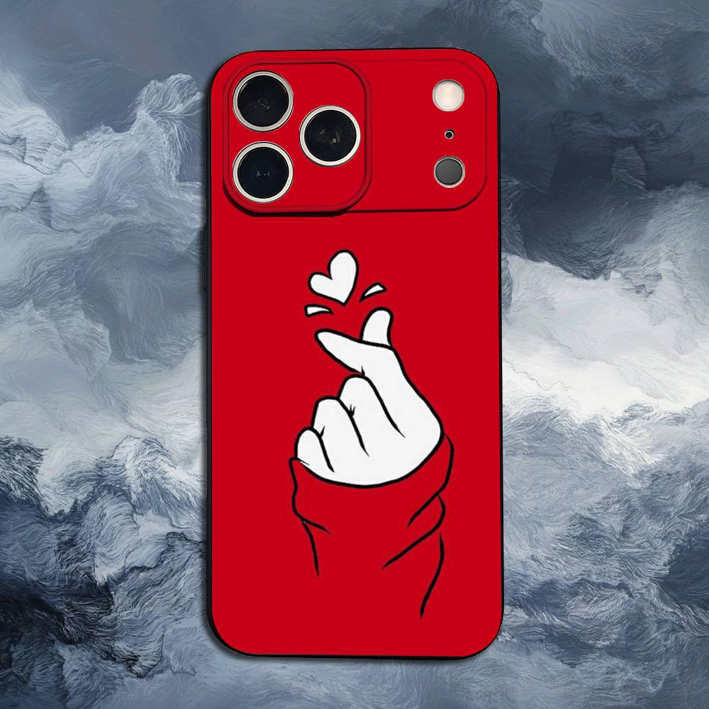 Lovely Hand Heart Case For iPhone 12,14,15,16,11,17,13,X,Mini,SE,XS,Plus,Pro,Max,8,7,XR,Soft Silicone Black