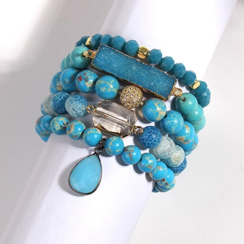 Elegant Stone Bracelet Handmade Beads Jewelry Natural Stone Jewelry Stone Texture Perfect for Friend or Lover Present