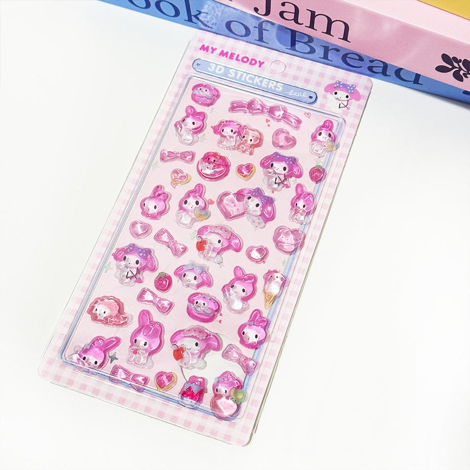 8Style Anime Sanrio Kuromi Hellokitty Hangyodon Cinnamoroll 3D Sanrio Sticker Crystal Decoration Stickers Casesdiy Toy