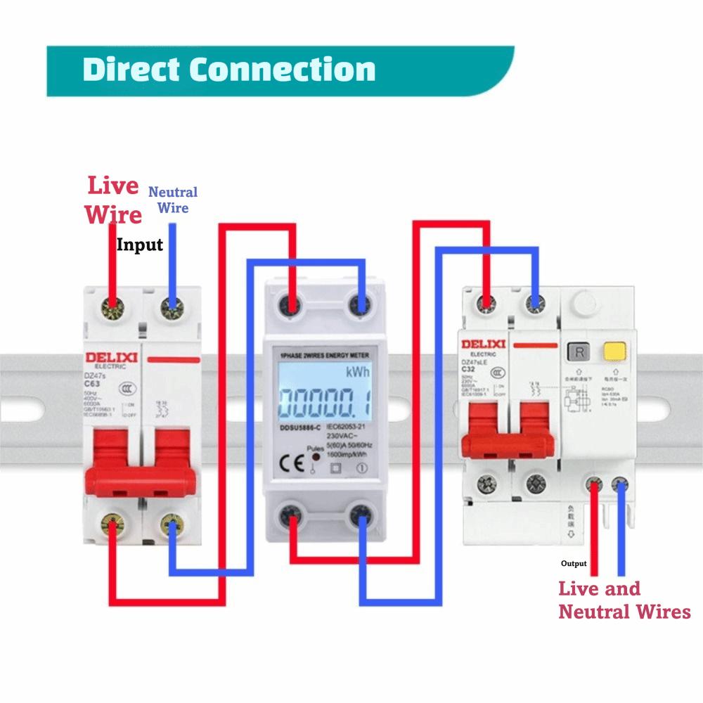 LCD Display Digital Watt-Hour Meter Reset Function LCD Energy Meter Electric Installation