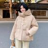 Corner buckle hooded down cotton cotton jacket women's short loose thickened small winter cotton-padded coat