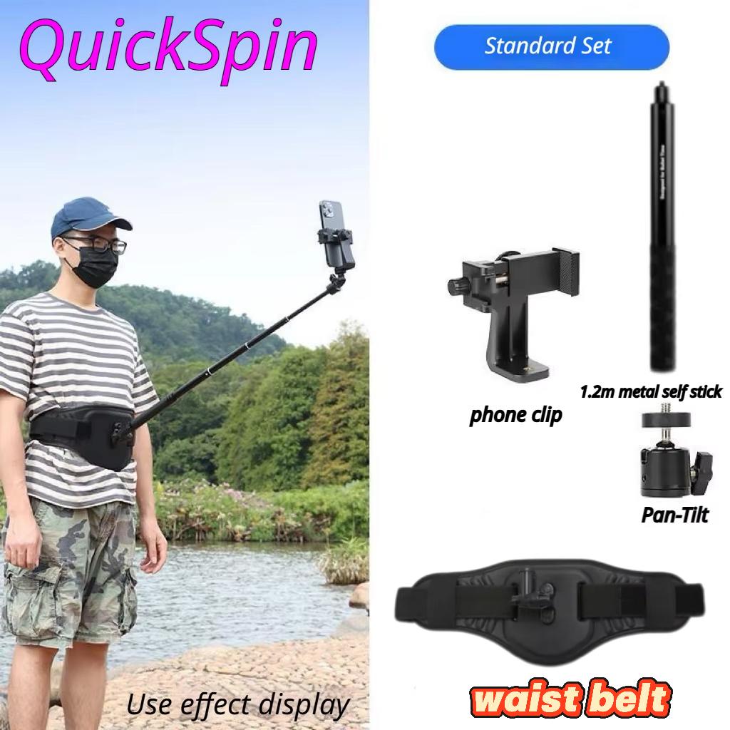 For GoPro/insta360/DJI Waist Belt Mount Strap + Adjustable Selfie Stick Replacement Panoramic Sports Camera Accessories