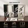 Music Note Pattern Student Stationery: Wooden Pencil and Eraser Set for Children