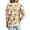Women's Fashion Casual Button Front Christmas Print Coat