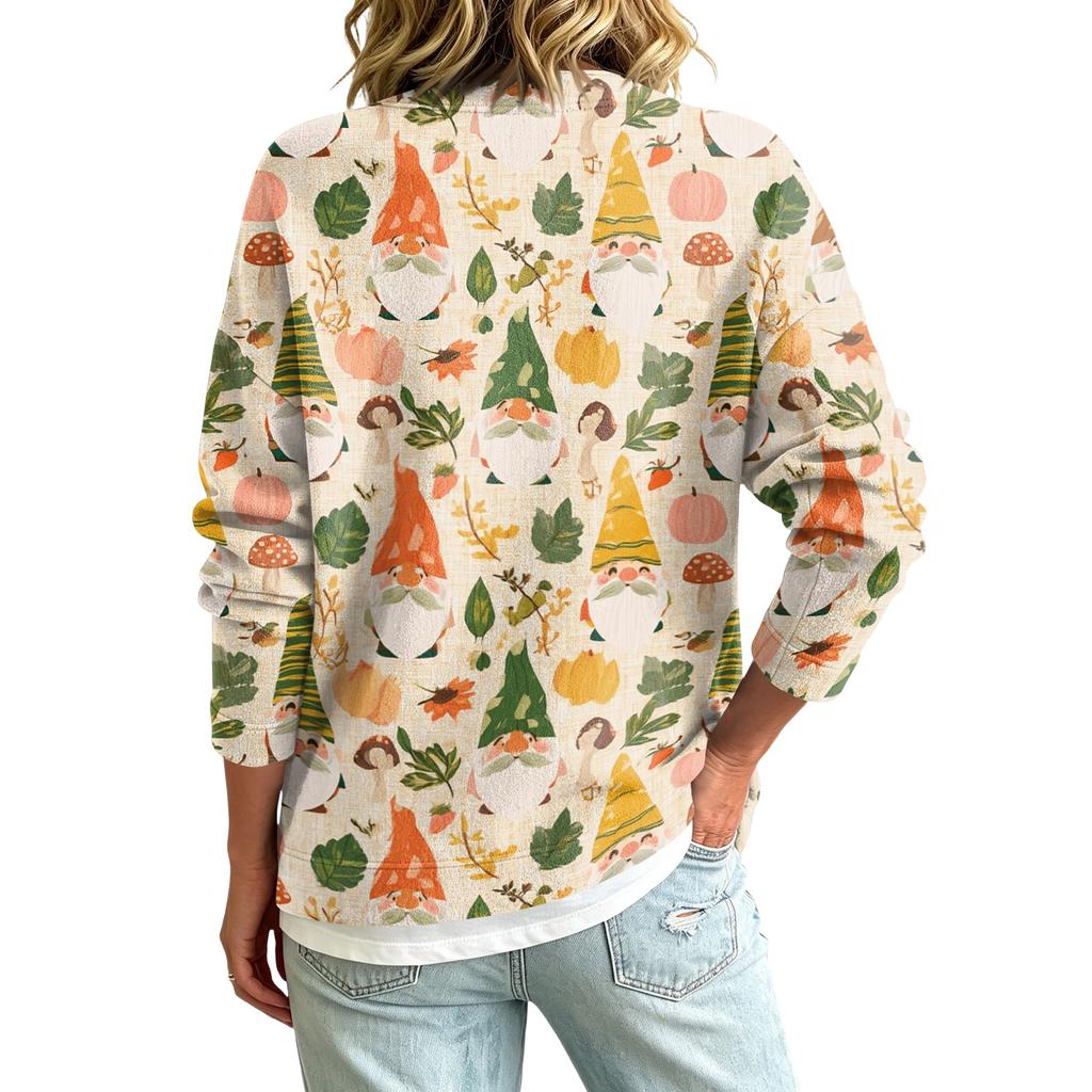 Women's Fashion Casual Button Front Christmas Print Coat
