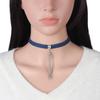 Vintage Denim Zircon Tassel Choker, Simple Retro Denim Neck Pendant Necklace