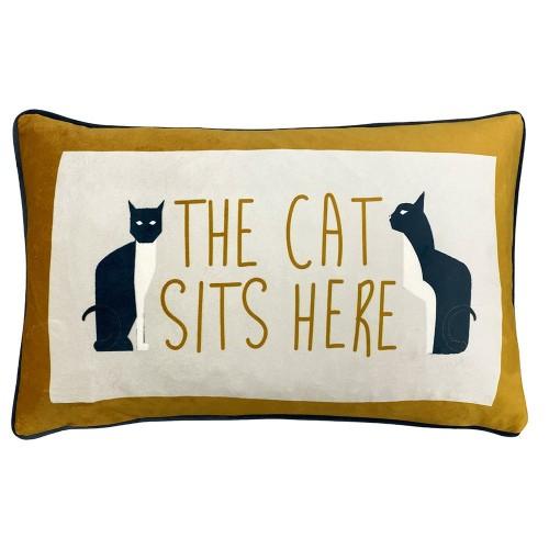 Furn The Cat Sits Here Rectangular Cushion Cover