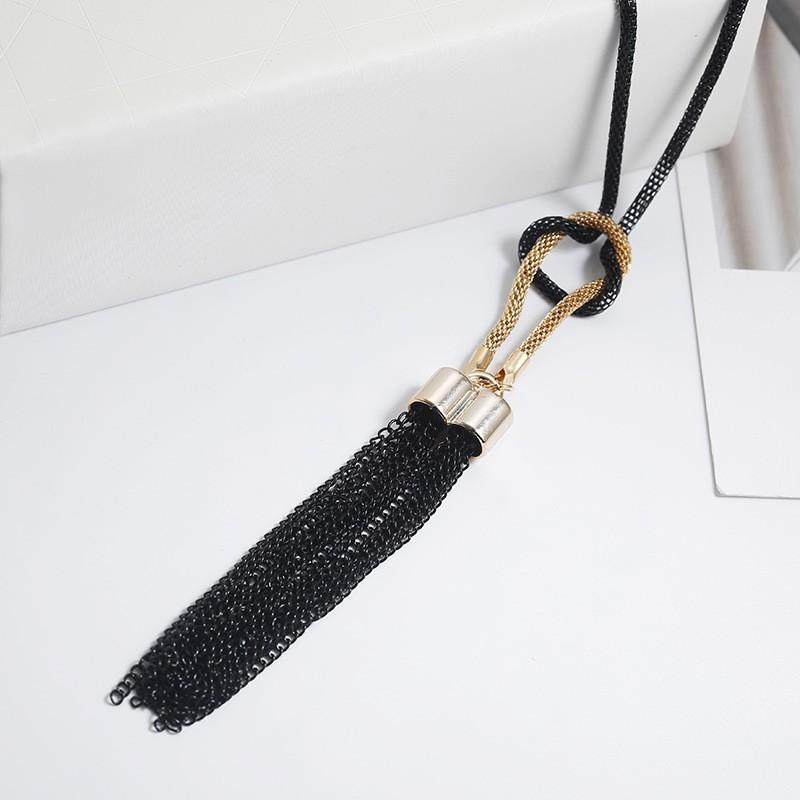 

Simple Fashionable Geometric Versatile Tassel Long Pendant Necklace For Women S Creative Sweater Chain Jewelry Accessories Gifts onesize