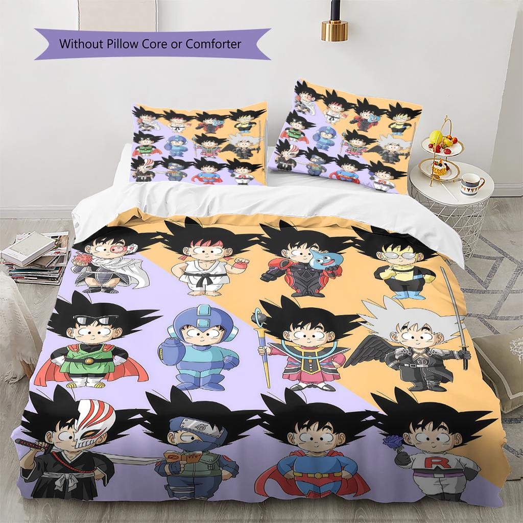 Biancheria da letto con motivo Son Goku, Set piumone Copripiumone Federa Regalo di compleanno per la casa (1 * copripiumino + 2 * federa, senza nucleo)