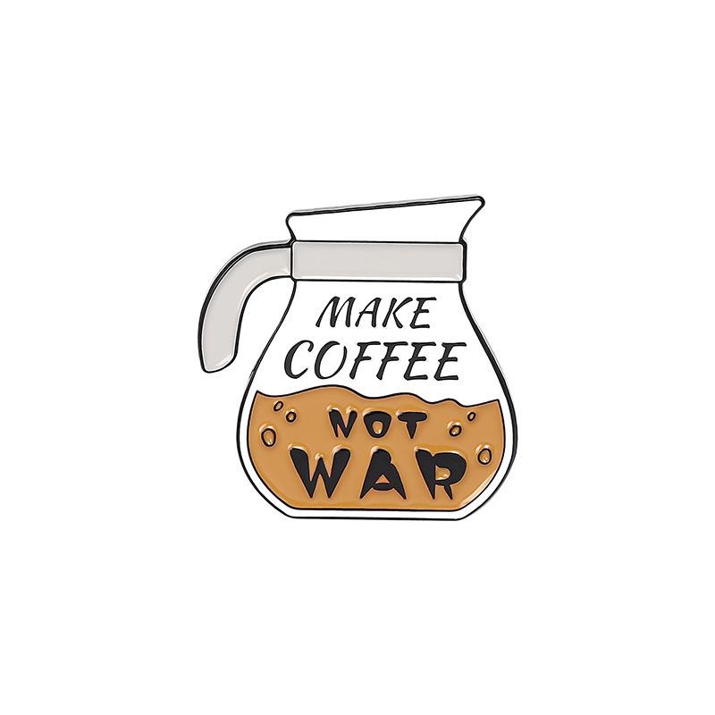 Creative Cartoon Coffee Cup Brooch Pin for Men and Women - Stylish Clothing Accessory & Ornament with Alloy Baking Varnish Finish