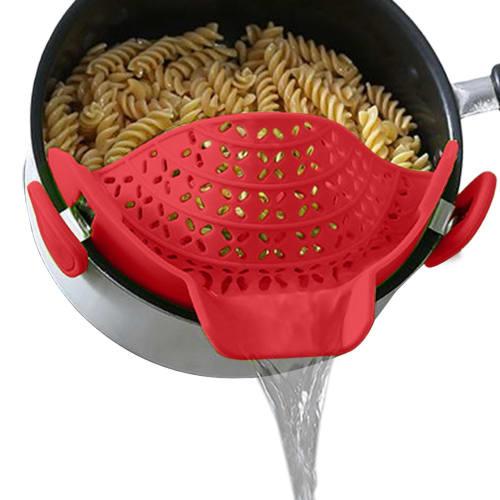 Silicone Colander Clip Strainer, Food Filter, Pot/Pot/Frying Pan Snap Strainer, Clip-on Pot Strainer, Heat-Resistant Bowl, Rice Washing Bowl, Cookware