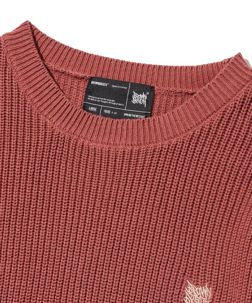 BROWNBREATH Tag Pigment Knit - Burgundy