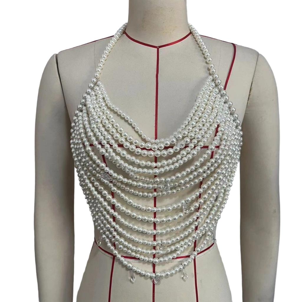 Multipurpose Stylish Pearls Body Chain with Tassels Designs Fashion Decoration for Evening Gowns and Party Wear