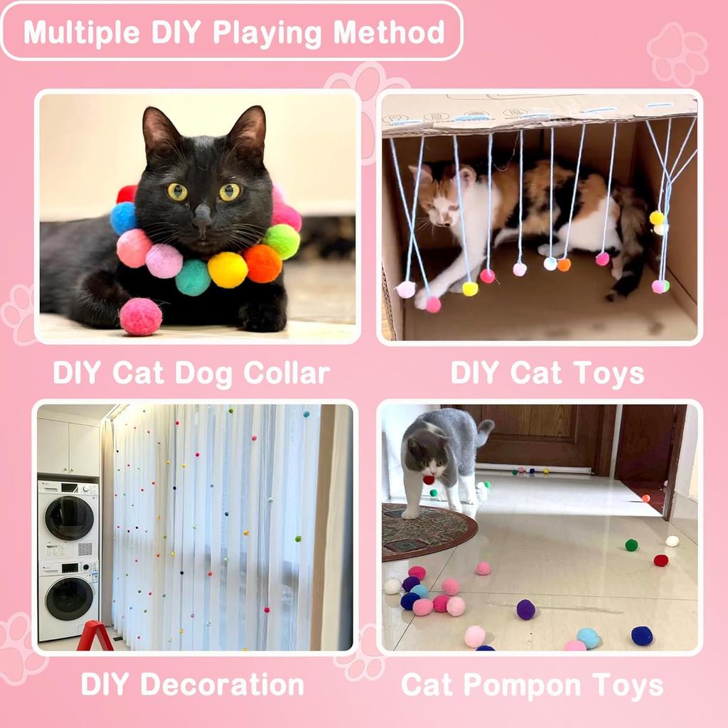 98pcs 3cm Colorful Plush Cat Teaser Toy Balls - Durable Chew Balls for Cat & Dog Training, Soft Pet for Indoor Play ZSY