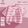 Bobdog Girls' Pure Cotton Striped Short-Sleeve T-Shirt