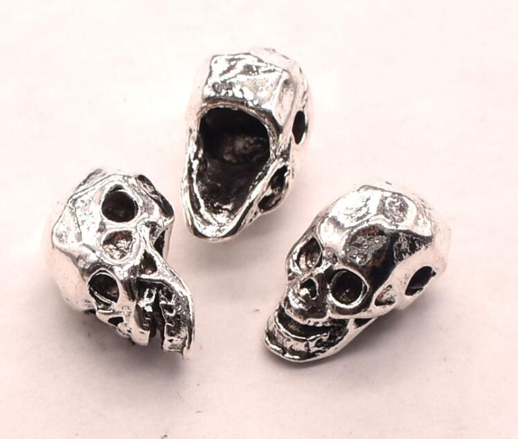 20pcs/Lot Antique Silver Gold Skull Bead Spacer Bead Charms For DIY Beaded Bracelet Jewelry Handmade Making Supplies