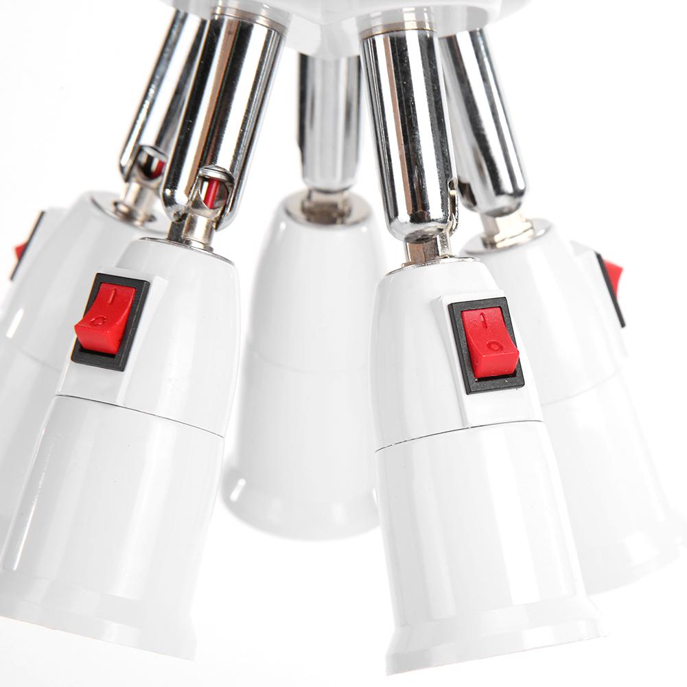 2/5-heads PC Practical E27 Lamp Holder Adjustable Rotatable Adapter Converter LED Light Bulb Socket Lamps White Bases