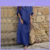 Denim Cotton V Neck Dress With Large Pockets For Casual Spring Wear
