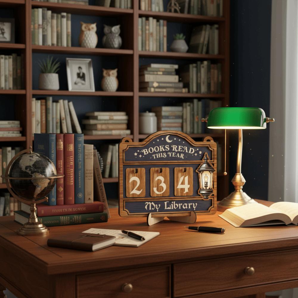 Universal Wooden Material Books Counter Sign Hanging Decor Table Decor Reading Tracker Sign Book Tracker Sign For Book Lovers