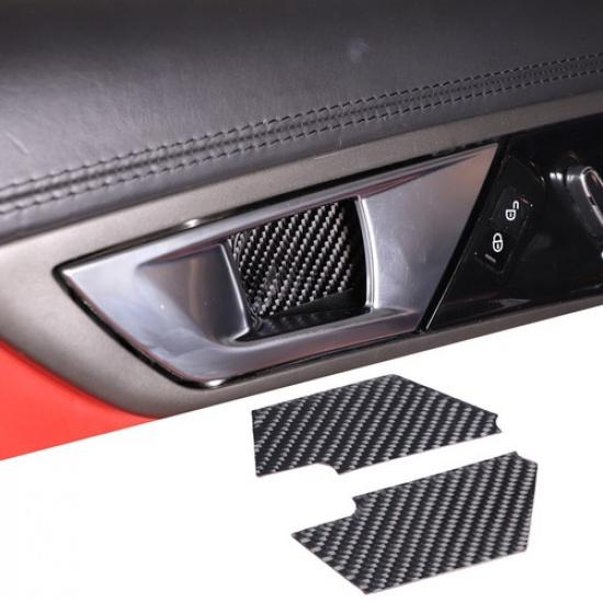 2PCS Carbon Fiber Inner Handle Decorative Frame For Jaguar F-TYPE 2013-