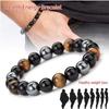 Bracciale Detox Linfatico da Donna Occhio di Tigre Ematite Bracciale in Pietra Naturale Bracciale Dimagrante da Uomo Gioielli per la Salute