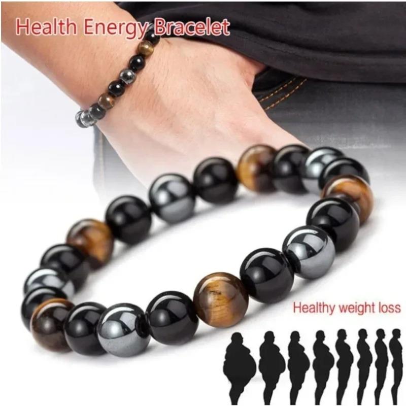 Bracciale Detox Linfatico da Donna Occhio di Tigre Ematite Bracciale in Pietra Naturale Bracciale Dimagrante da Uomo Gioielli per la Salute