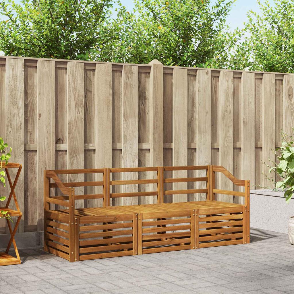 Outdoor Sofa Set 3 Piece Natural Solid Acacia Wood