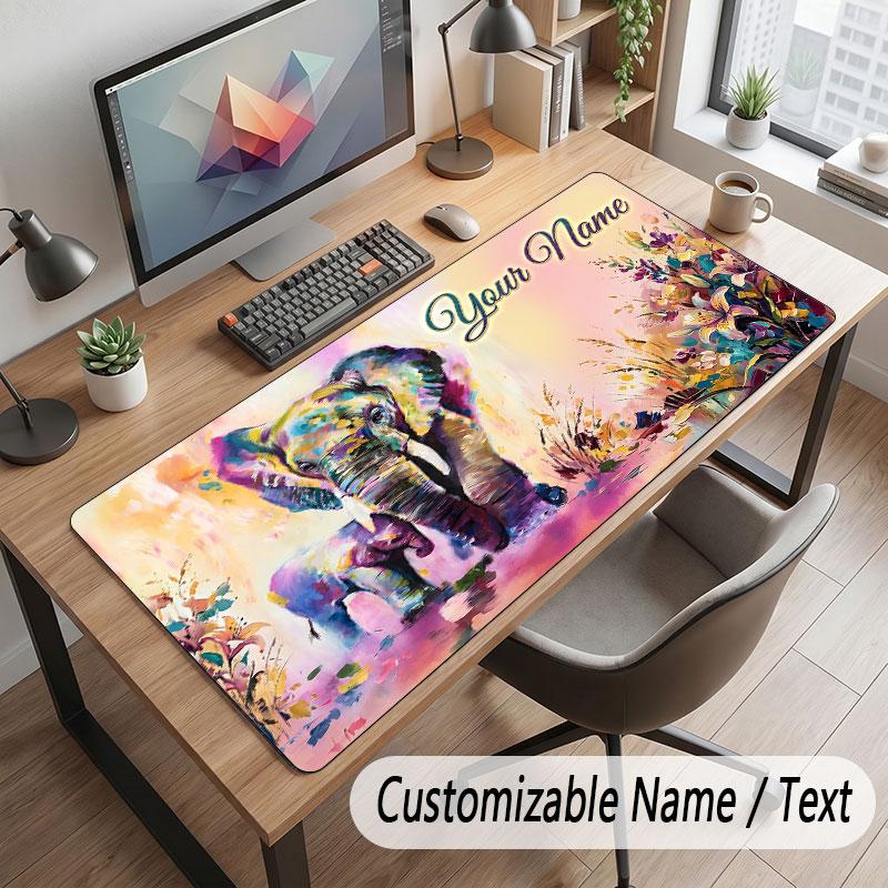 Neon Colorful Theme Customized Mouse Pad Personalized Print Name Text Desk Mat For Home Office Table Decor