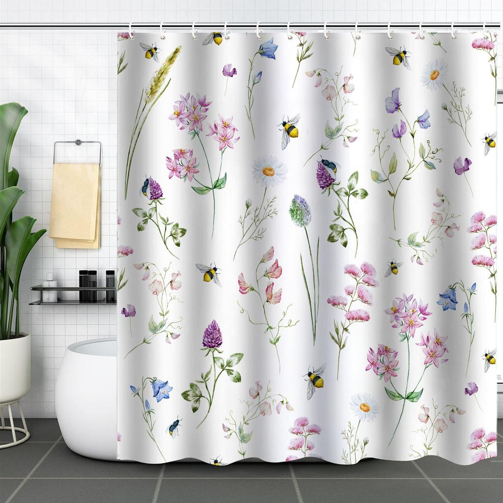 Shower Curtain Waterproof And Mildew-Proof 3D Digital Printing Plant Printing Shower Curtain Child Bathroom Partition Curtain