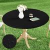 Homaxy New Round Tablecloth 1 PCS PEVA Material Wipeable Flannel Backed Vinyl Tablecloths Waterproof Elastic Fitted Table Covers