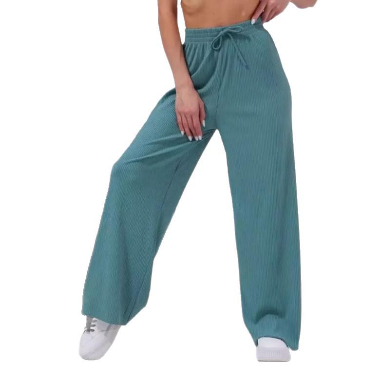 Women's Ribbed Elastic Waistband Casual Wide-Leg Jogging Pants