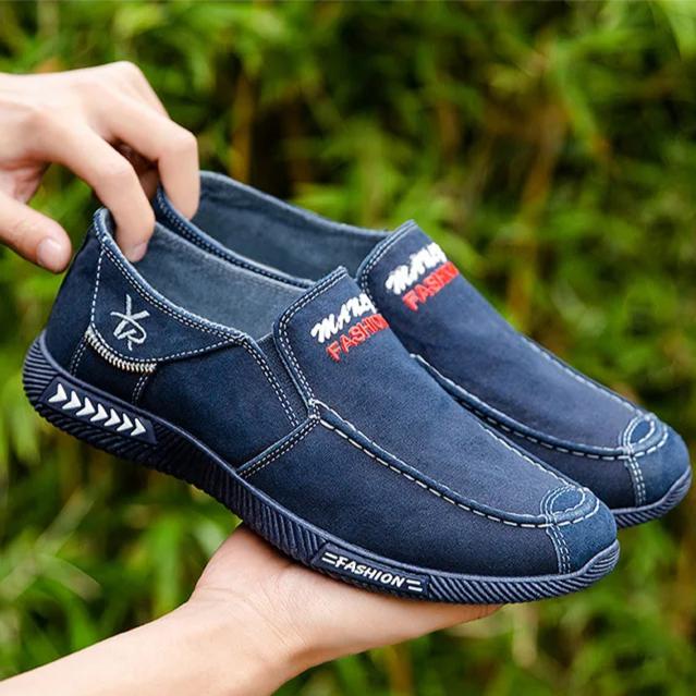 Denim Men's Canvas Shoes Slip On Sneakers Male for Summer 2025 New Outdoor Driving Moccasin Trendy Vintage Loafers Shoes for Men