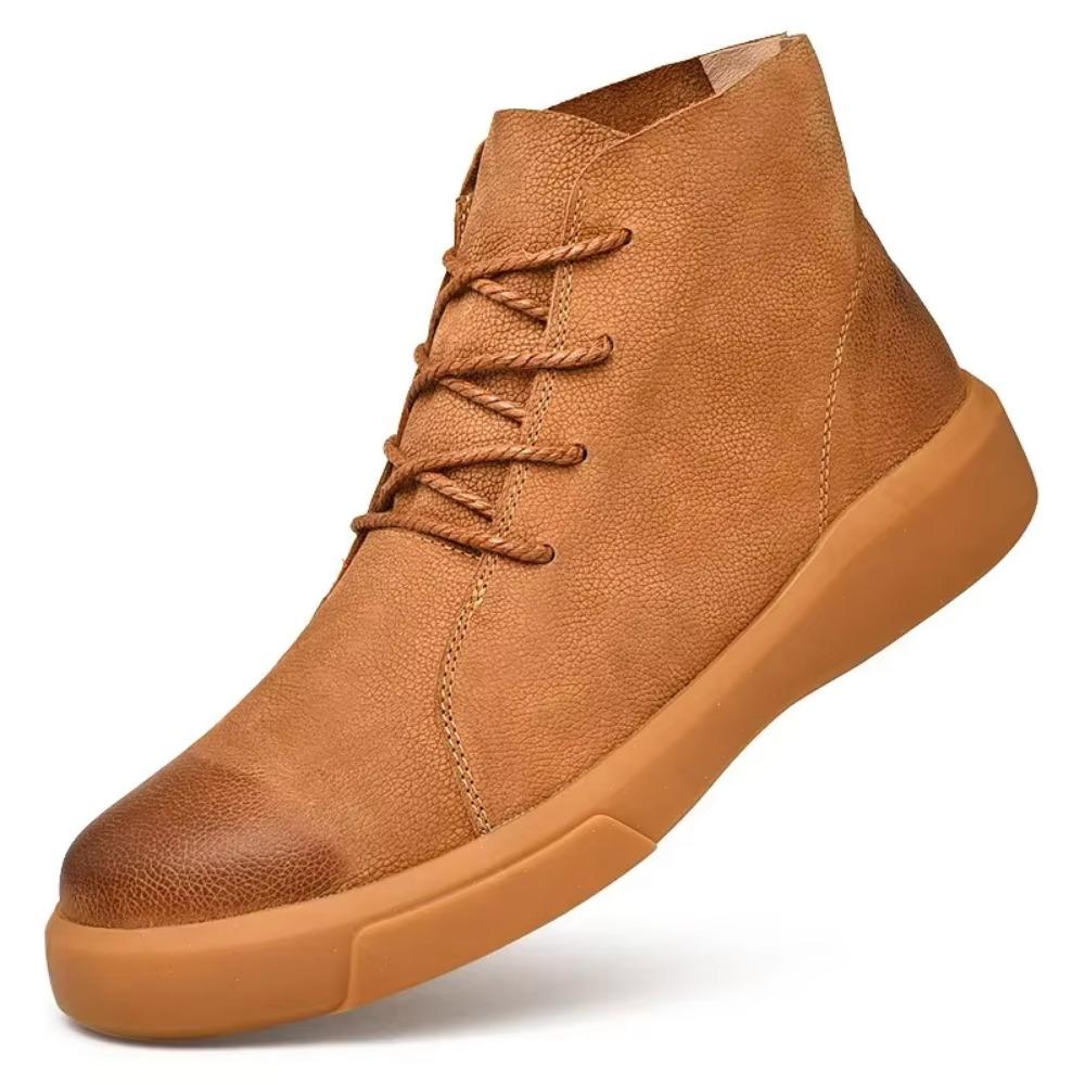 Fashion Men's Boots English Style Leather Shoes Men's Ankle Boots  Autumn and Winter High Top Men's Shoes Retro Fashion Casual Boots