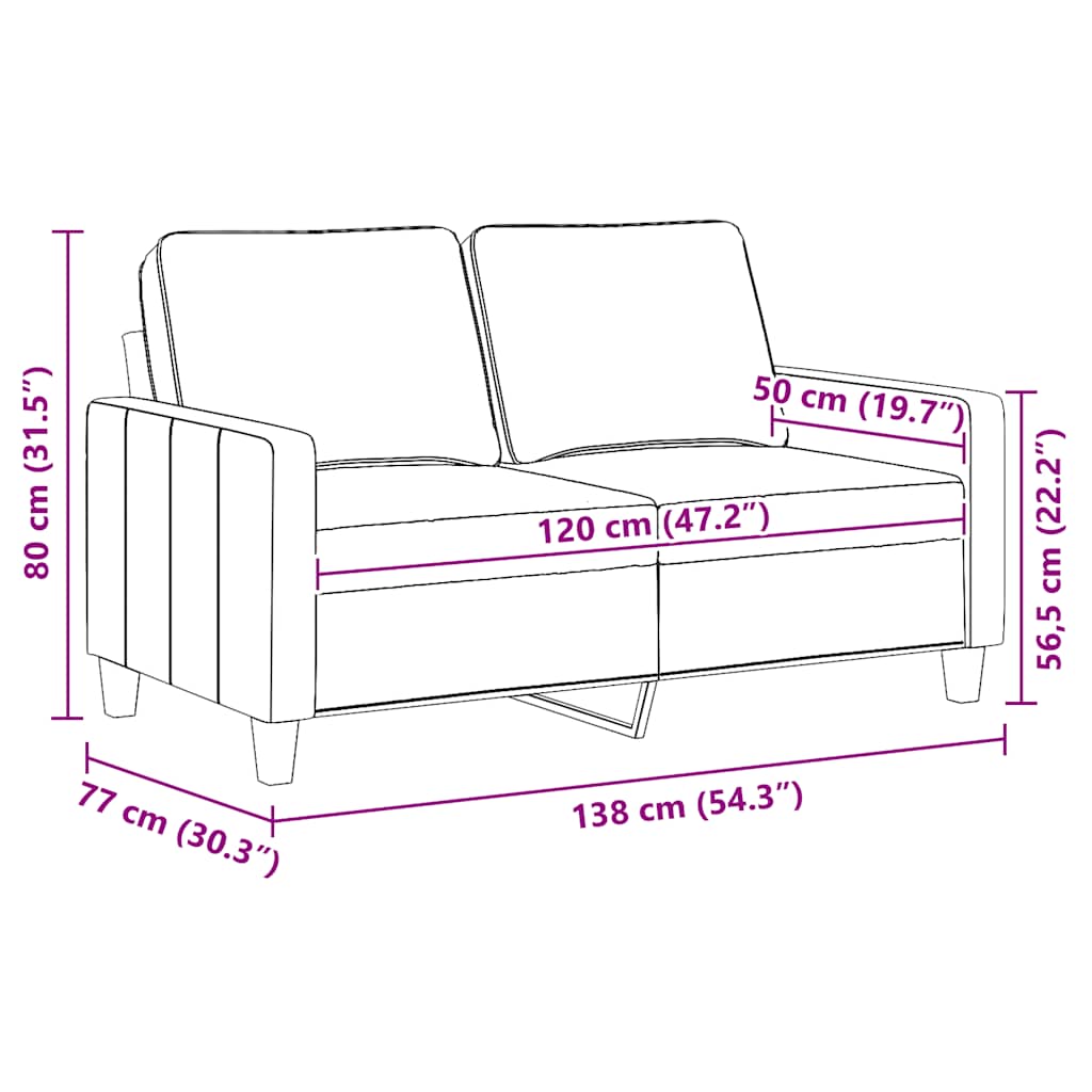 2 Seater Sofa Light Yellow 120 cm Fabric