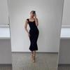 Spice Girl Suspender Sleeveless Hip Wrap Fishtail Dress Summer New Black Dress Slim Skinny Waist Temperament Long Dress